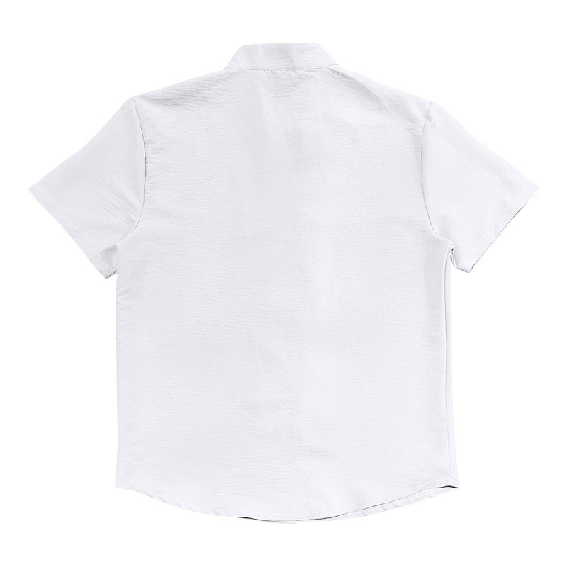 Camicia in lino da uomo con collo alla coreana e bottoni_voghion.com