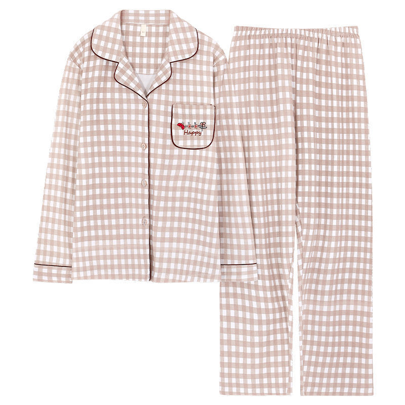 Pijamas de algodón puro primavera y otoño de las mujeres de manga larga más el tamaño cardigan traje de las madres de mediana edad y ancianos ropa de casa al aire libre