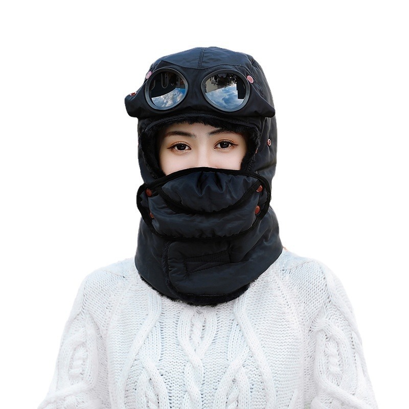 Unisex Women's outdoor winter fluffy and thickened cute Lei Feng hat Warm ear protection hairball bib cap Knit cap_voghion.com