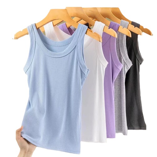 Women's new threaded vest, slim fit, stretchy, anti-exposure, versatile sling, inner layer, bottoming shirt for all seasons