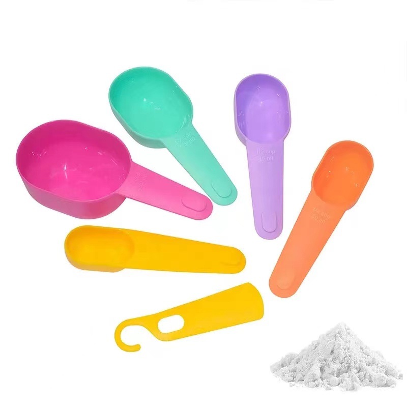 亚马逊带刻度5件套量杯套装塑料厨房小工具奶粉烘焙用具塑料量杯