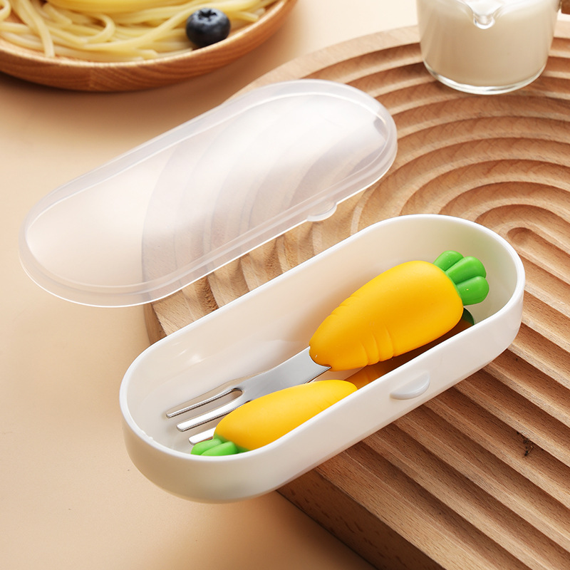 당근 모양 스푼/포크 (플라스틱 포장) - 노란색