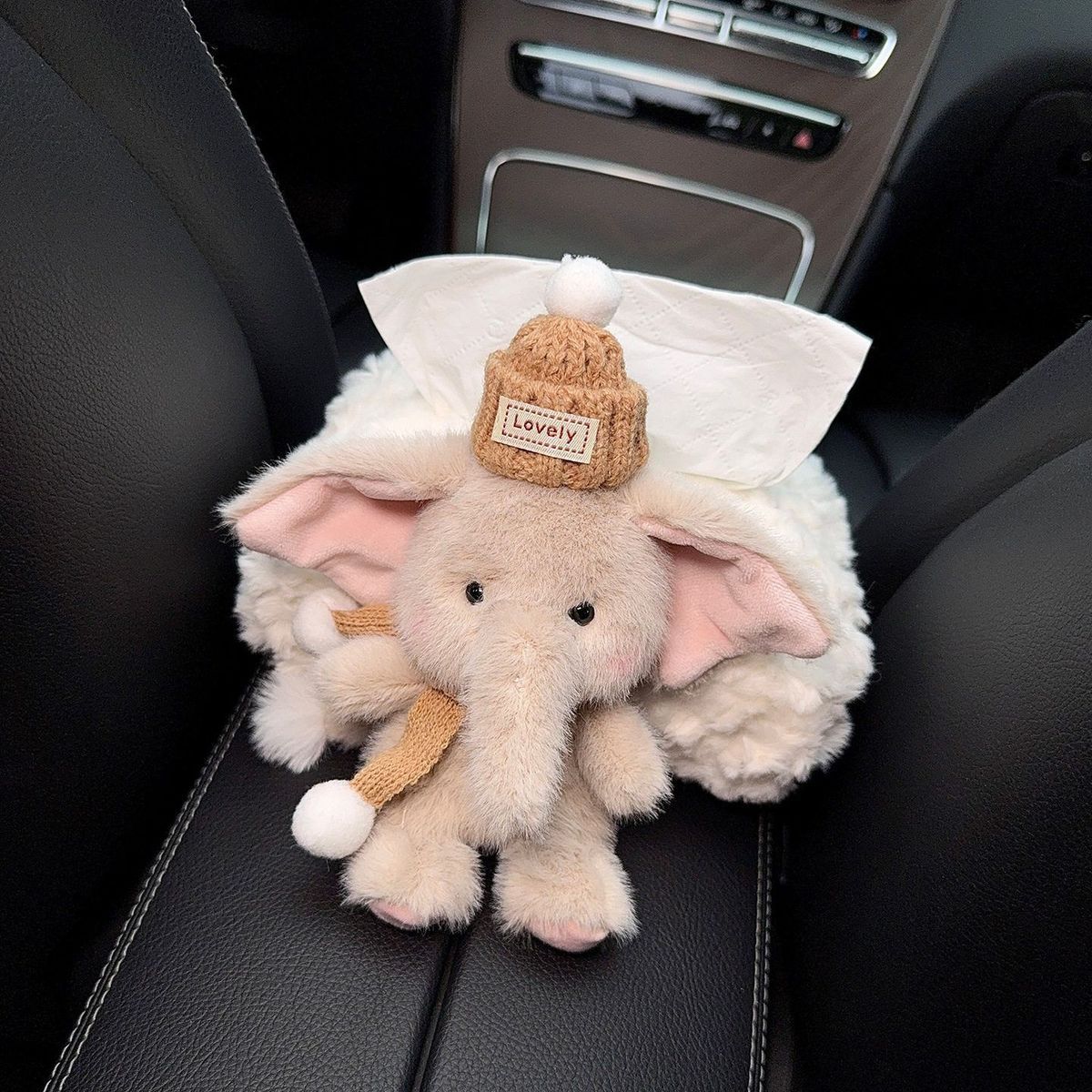 Cartoon Elephant Car Creative Seat Back Tissue Holder Car Tissue Box In-Car Armrest Box Multifunctional Tissue Box