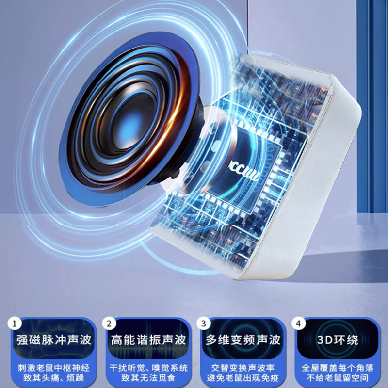 New Ultrasonic Mouse Repeller AI Intelligent Sonic Pulse Resonance High Power Ultrasonic Mouse Repeller Mosquito Repeller