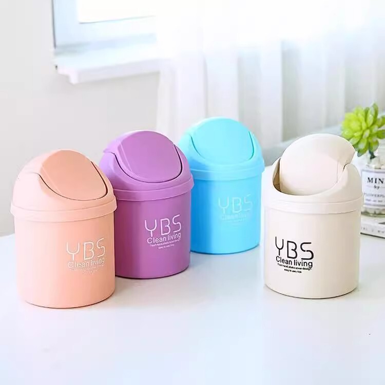 【Desktop Trash Can】Mini Creative Trash Can with Lid for Home Office, Small Size for Bedside, Bedroom, Living Room, Kitchen Waste