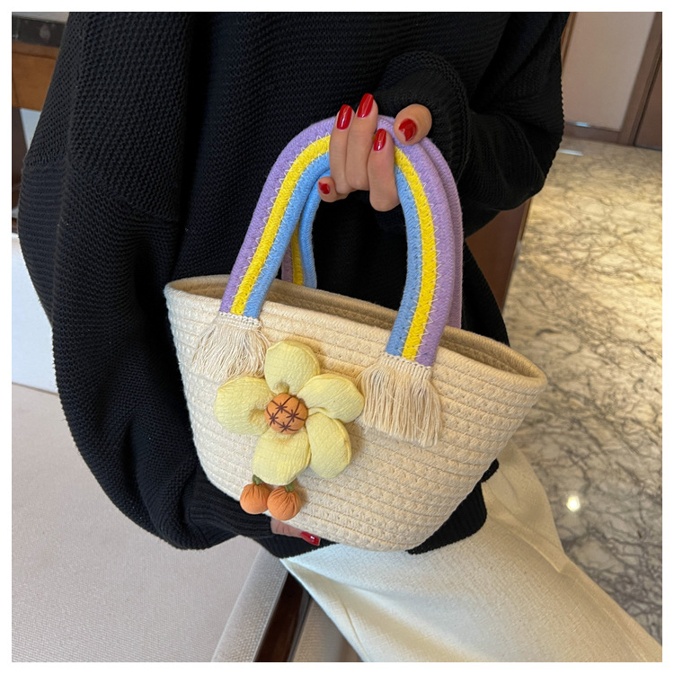 Vacation Solid Color Flower Bucket Tote Bag display picture 3