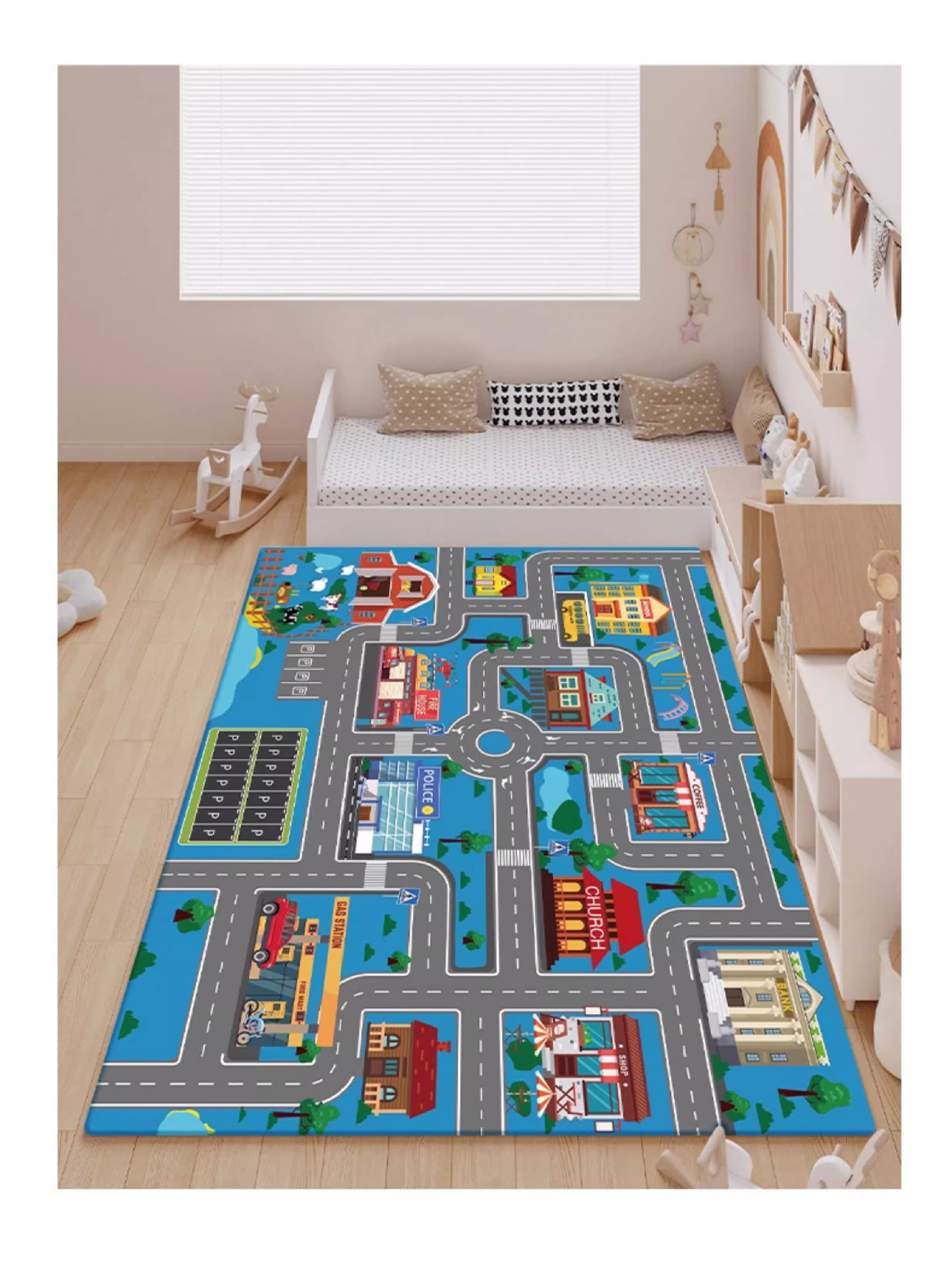 Living Room Balcony Large Size Baby Crawling Mat Car Track Parking Lot Children's Game Crystal Velvet Floor Mat