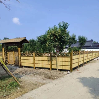 定制竹木篱笆碳化竹木手工篱笆厂家乡村田园庭院竹木围栏别墅篱笆