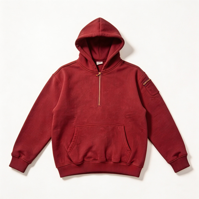 Heavyweight Washed Half-Zip Hooded Sweatshirt for Men and Women, Vintage Workwear Style, Metal Zipper Pullover Loose Hoodie Heavyweight Washed Half-Zip Hooded Sweatshirt for Men and Women, Vintage Workwear Style, Metal Zipper Pullover Loose Hoodie