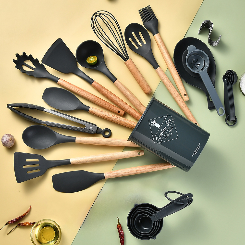 Amazon Hot Sale Silicone Kitchenware 34 Pieces Kitchen Utilities