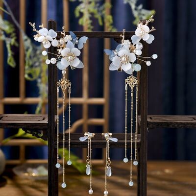 Antiquity Jewelry Clamp Headdress ancient costume Hairdressing Hairpin Hairpin Step shake tassels Hairpin Hanfu Flaxen Hair Accessories