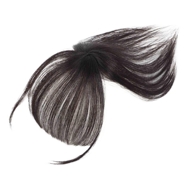 3D estilo francés Bangs peluca Mujer Invisible reparación falsa Bangs natural sin costura cabeza peluca cara redonda entrega de una sola pieza