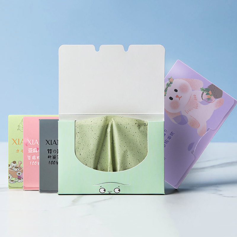 100 pieces of fragrance oil-absorbing facial tissues for men and women, oil control, pore shrinking, portable facial tissue, face oil-absorbing, for students