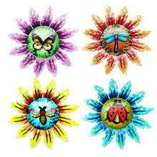 2021新款跨境热销家居花朵铁艺工艺品壁饰壁挂装饰品花园装饰品