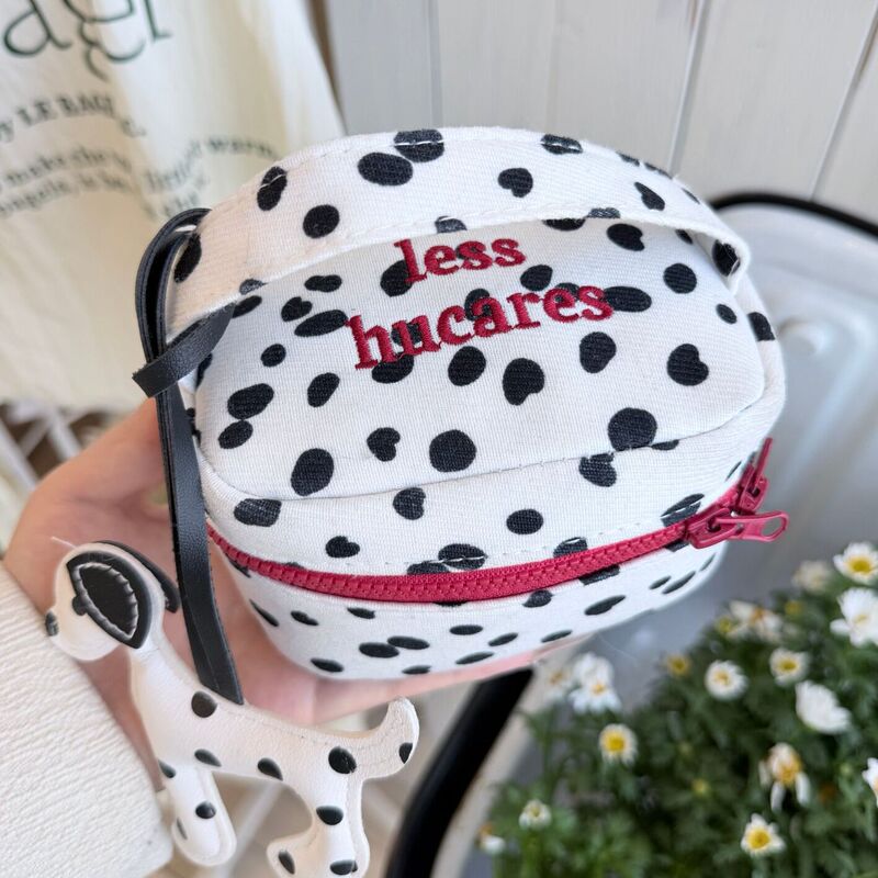 Cute Spotted Puppy Nose-Shaped Cosmetic Bag Travel Handbag Large Capacity Polka Dot Mini Portable Storage Bag