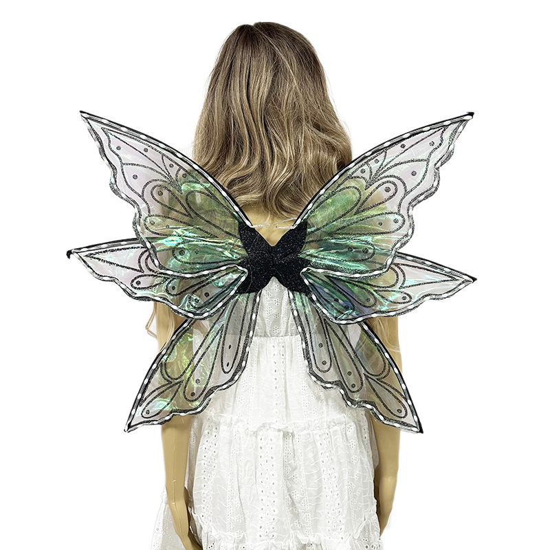 LED color fantasma agua negro estampado polvo mariposa brillante alas APP teléfono móvil control remoto fiesta escenario accesorios de vestir