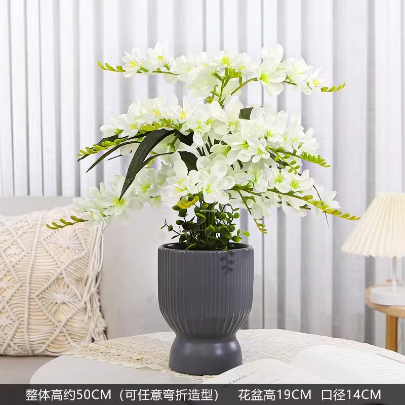 유백색 눈 난초 포크 18개 + 회색 긴 수직 무늬 세면대