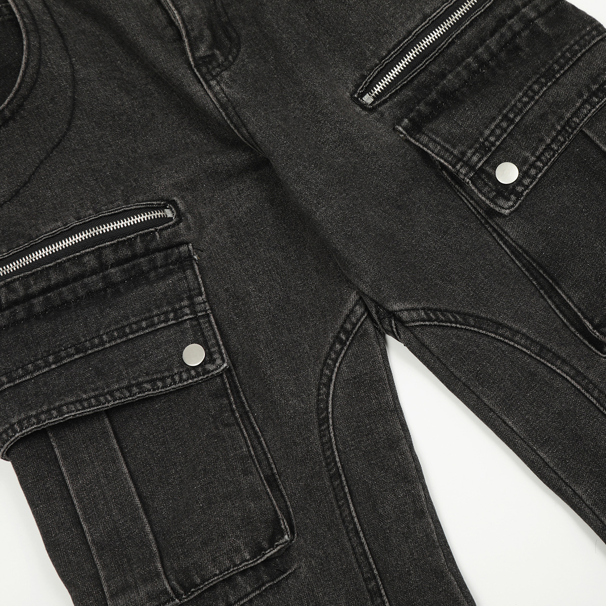 Vêtements pour hommes 2025 Nouveau jean de travail multi-poches délavé américain Style couple Pantalon légèrement évasé pour hommes et femmes_voghion.com