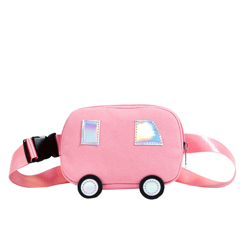 Cartoon lindo coche para niños y niñas bolso de pecho lona de moda contraste color estilo occidental bolso de mensajero para bebés nuevo bolso para niños