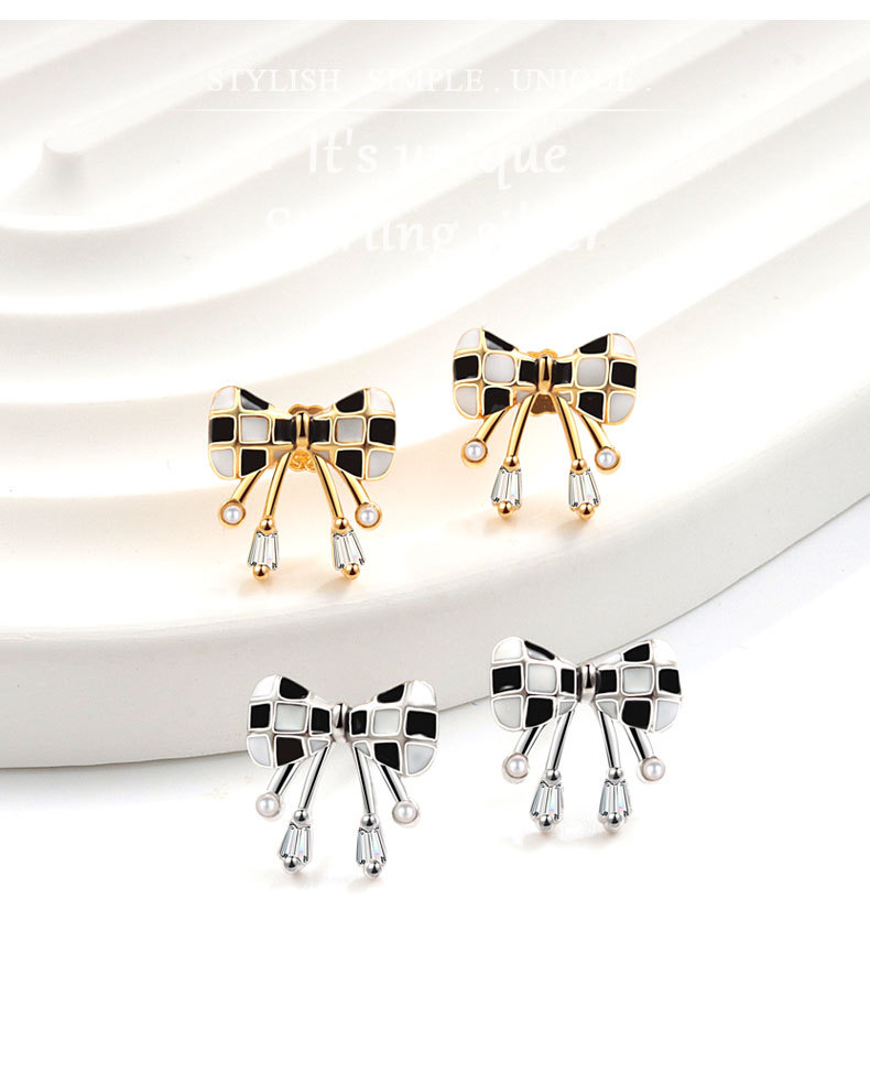 1g Weight 1 Pair 18K Gold Plated 925 Sterling Silver 925 Sterling Silver Earrings Bow Knot Ear Studs