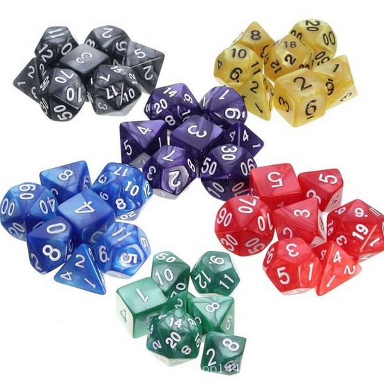 Set de siete piezas con patrón de perlas, tamiz multifacético, color de forma especial digital, color multifacético digital de comercio exterior, dados de grupo de ejecución