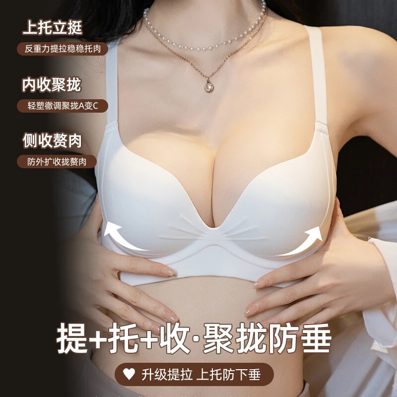 TikTok Explosions Push-up Underwear Traceless Litching Sexy Small Chest Large Underwear One-piece Ouruo Style Girls' Bra