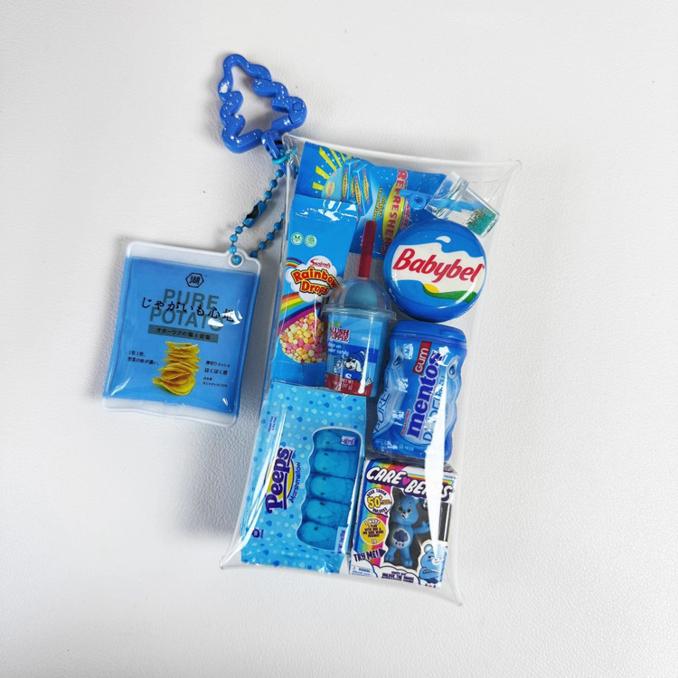 泡泡玛特盲盒展示盒收纳包 透明PVC零钱包钥匙包遛娃小挂包晒