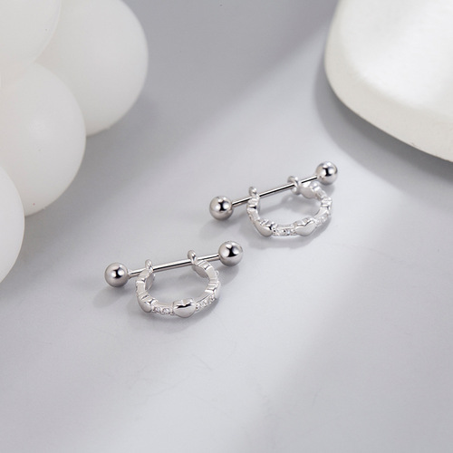 Screw-on earrings, new trendy love earrings, niche design, advanced ear bone nails, cool ear buckles, light luxury earrings for women