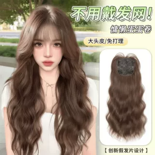 不用戴发网假发女头顶增发片高颅顶式夏季薄款长卷发蛋蛋卷全头套