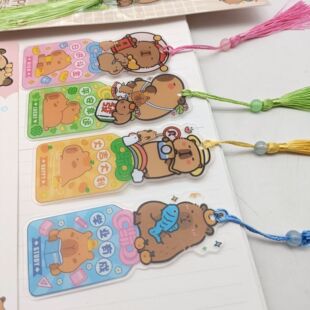 New Capibala tassel bookmark cartoon cute capybara PP shape student books test paper folder wholesale