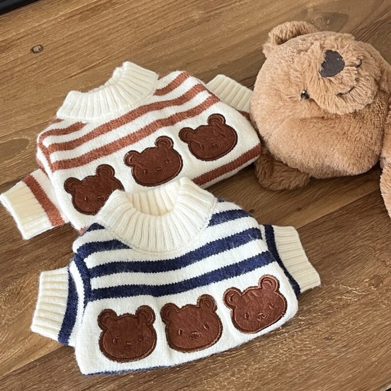 Dog Clothes Autumn and Winter Bear Stripesd Sweater Warm and Cute Pet Cat Small Size Dogs Bichon Teddy Pomeranian Dog Clothes Autumn and Winter Bear Stripesd Sweater Warm and Cute Pet Cat Small Size Dogs Bichon Teddy Pomeranian