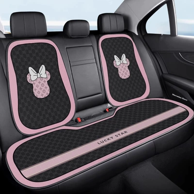 Breathable Rear Single-Piece Seat Cushion, Seat cushion, seat cover - e0533i-pink-minnie-back-row-three-piece-set-velvet-pad-a03-code