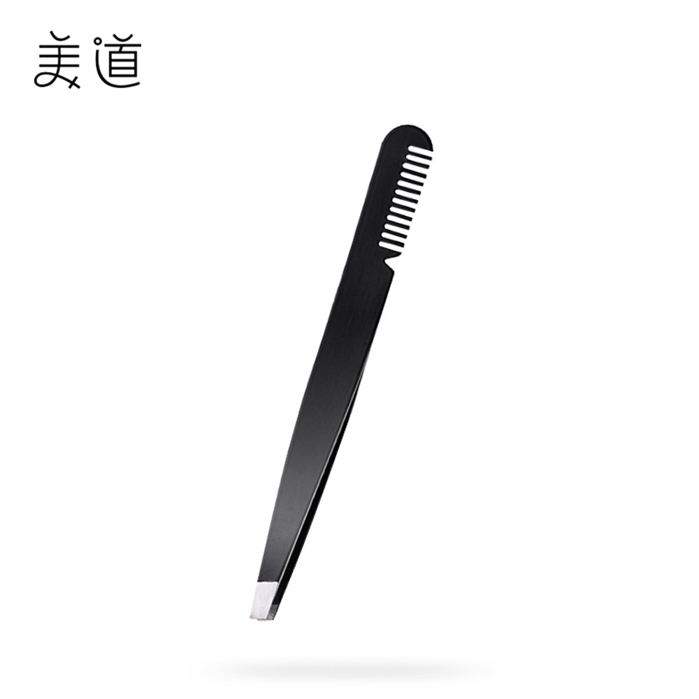 Straight handle stainless steel eyebrow clip 1.5 thick black with comb eyebrow pliers two-in-one multi-purpose comb eyebrow pliers