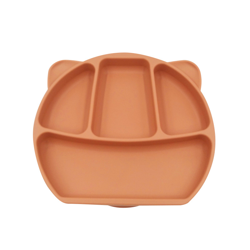 Placa de silicona para niños Panda vajilla de silicona para niños Placa de suplemento de alimentos para bebés cubierta de cuatro platos separados para niños