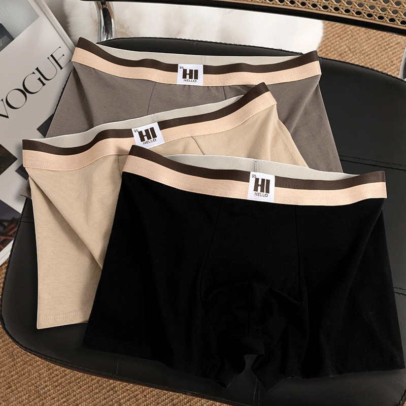 Pantalones íntimas de algodón masculinas, tendencia de otoño y invierno masculinas, pantalones cortos jóvenes cómodos y transpirables de cintura media, pantalones planos, fábrica directa