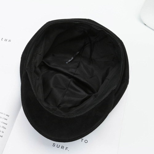 Hats for Women Autumn and Winter Fashion Matchable Octagonal Hat Korean Version British Retro Solid Color Duckbill Hat Beret Hat Makes Face Look Smaller