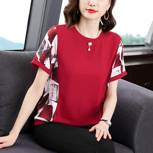 Mother's 2025 Summer Western Style Women's Cotton Top Middle-aged Women's Short-sleeved T-shirt 40-50 Years Old 60