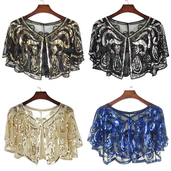 Summer Women's Mesh Sequin Thin Shawl, Versatile Dress for Outerwear, European and American Foreign Trade, Amazon Pullover