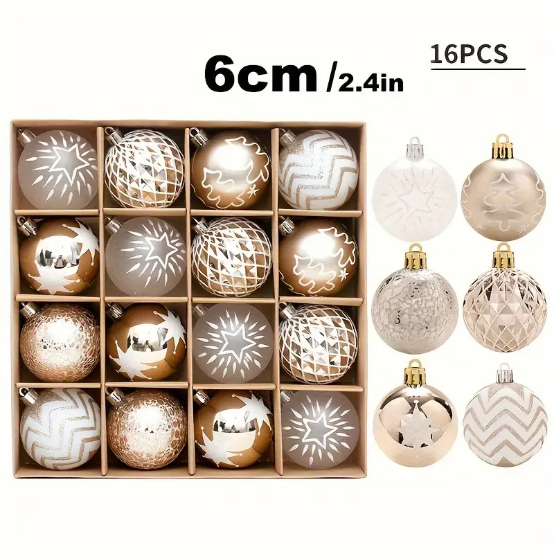 Bola de Navidad transfronteriza 6cm 24 cajas de champán platino árbol de navidad decoraciones de ambiente navideño