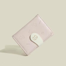 【猫咪小尾巴】韩版可爱女士卡包 时尚扣带PU短三折零 钱包wallet