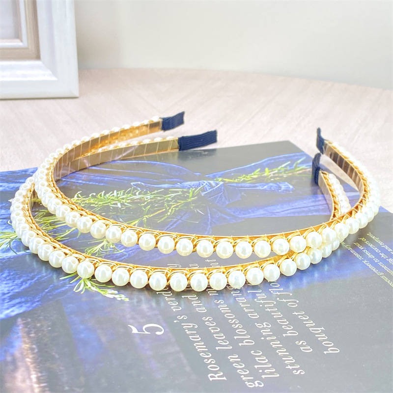 Retro chica perla diadema simple todo partido diadema Mori horquilla pelo presionando accesorios para el cabello mujer Corea del Sur Internet celebridad headwear