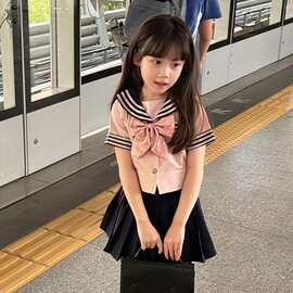 女童JK套装2026新款夏季小女孩学院风短裙两件套儿童水手服裙子夏