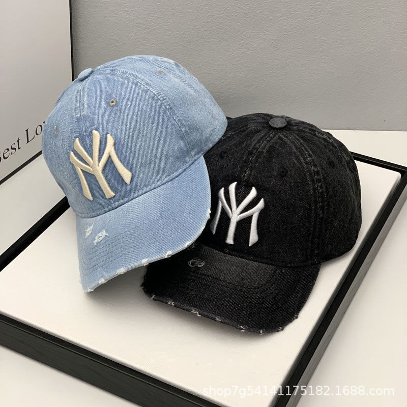 2024 Korean version of the tide brand hat Denim baseball cap new soft top cap men's and women's all-match casual face small cover