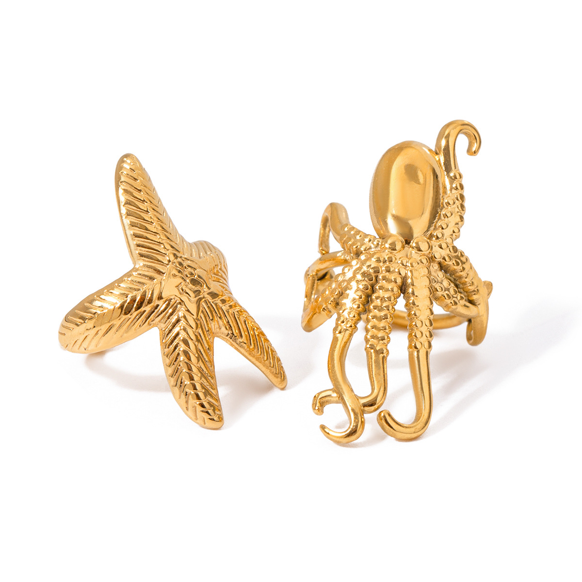 Wanxing Europa y América de acero inoxidable estrellas de mar clips de hueso de orejas de nicho de alta calidad pendientes de titanio joyas de orejas de acero pendientes transfronterizos