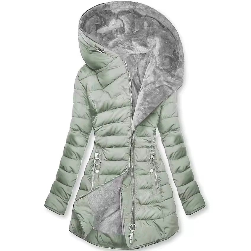 Transfronterizo 2025 Europa y América Amazon invierno collar cremallera manga larga delgada chaqueta con capuchón caliente abrigo a prueba de frío image 9