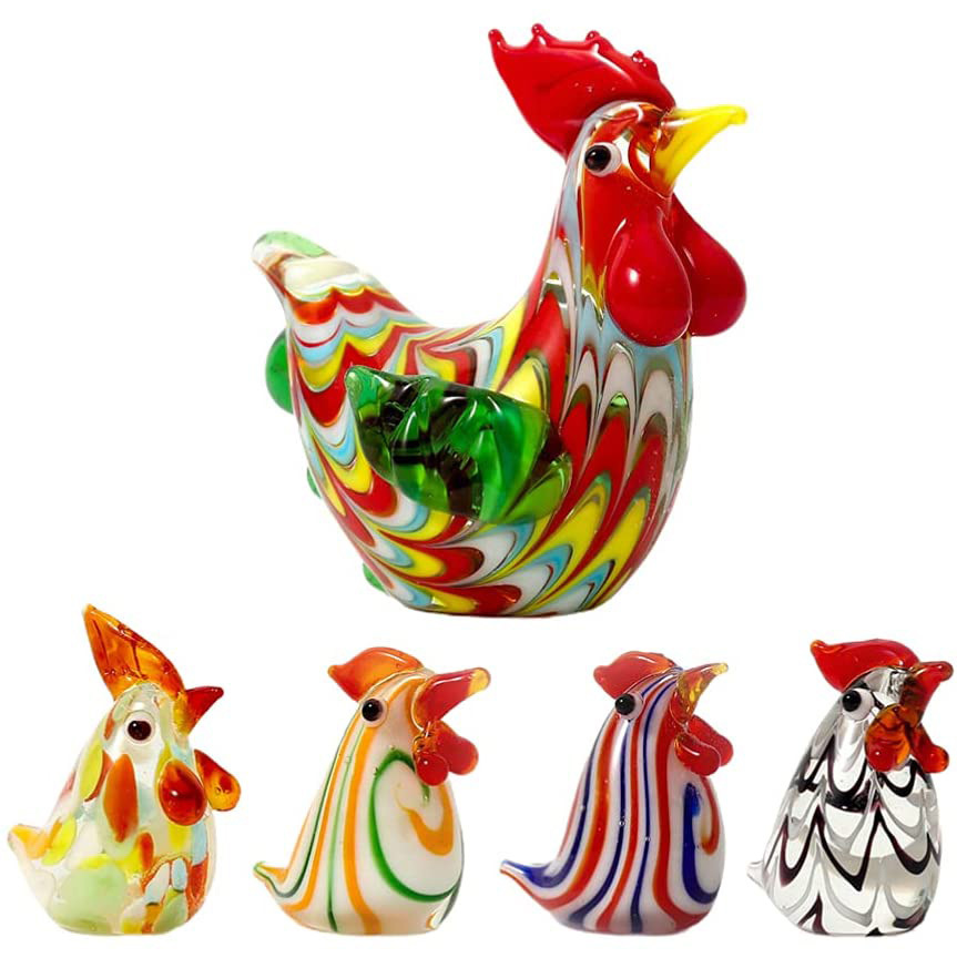 Glass statue handmade, decorations, rooster
