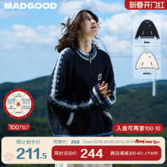 マッドグッドマドの工事現場は日本の韓国の絨毯の糸が色の野球の襟のlogo学院の風のセーターのカーディガンにぶつかります。
