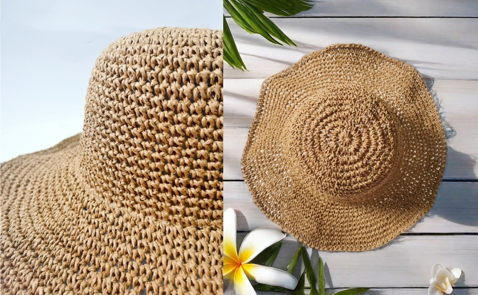 Women's Handmade Woven Straw Hat Breathable Uv Beach Sun Hat_voghion.com