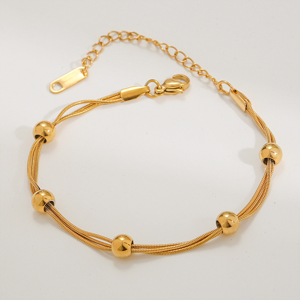 1 Piece Quantity Holiday, Daily Occasion Simple Style Geometric Titanium Steel 18K Gold Plated Bracelets In Bulk