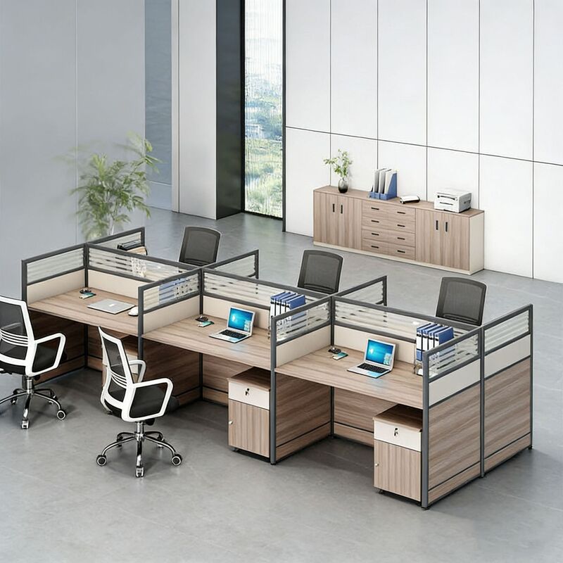 Office Desk and Chair Set, Staff Office Desk, Six-Person Workstation, Simple Modern L-Shaped Office Desk Office Desk and Chair Set, Staff Office Desk, Six-Person Workstation, Simple Modern L-Shaped Office Desk